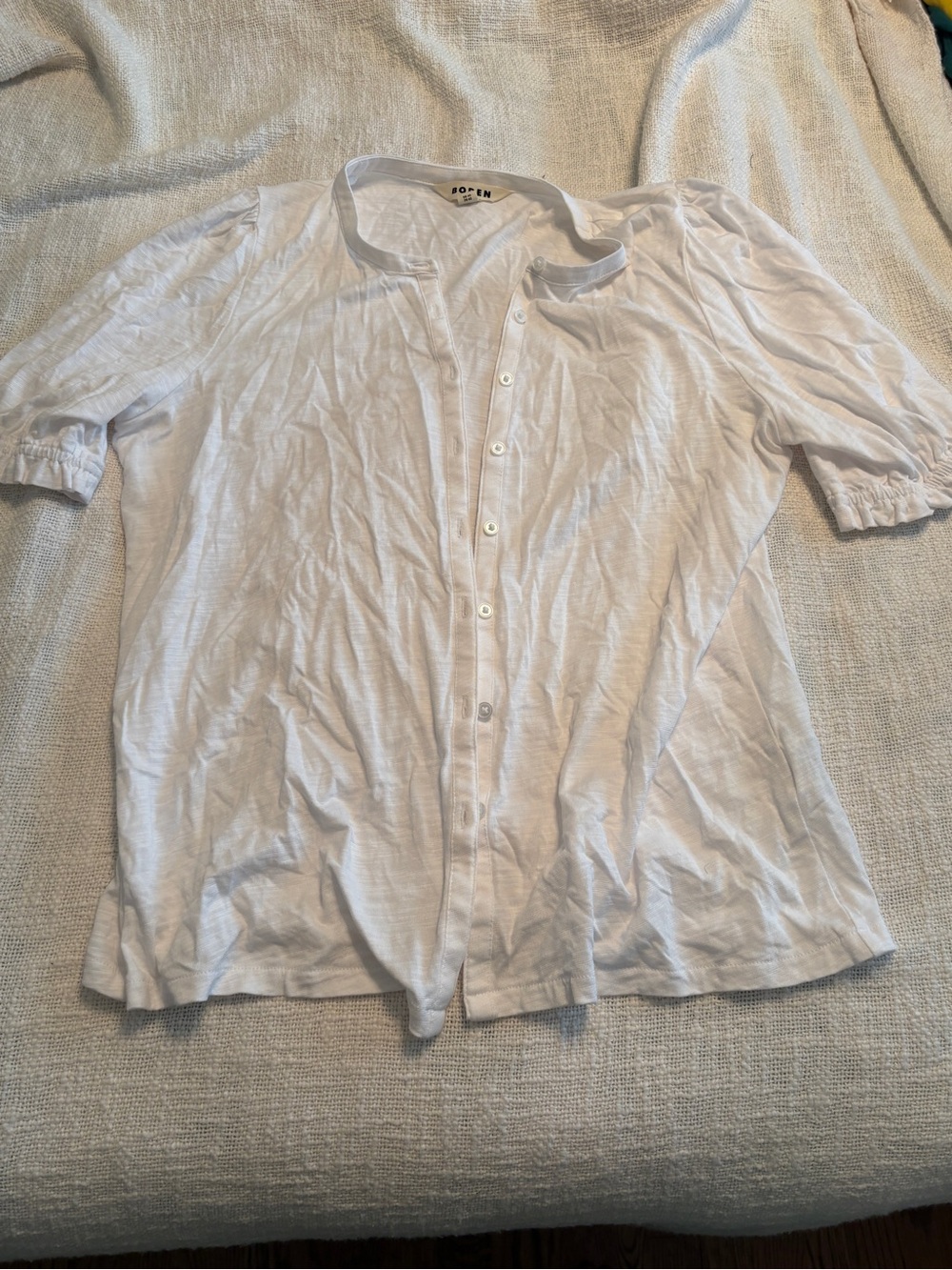 Boden Women’s White Short-Sleeve Button-Up Shirt US size 10